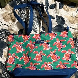 Simply Southern Green and Blue Turtle Tote